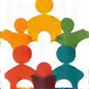 Icon representing community and connection. Group of people forming a circle.